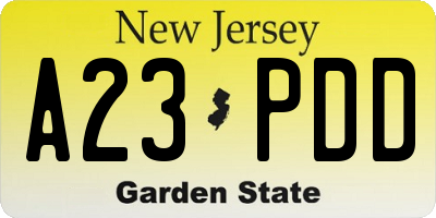 NJ license plate A23PDD