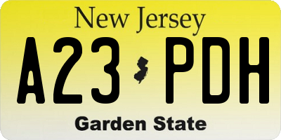 NJ license plate A23PDH