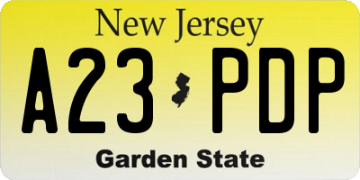 NJ license plate A23PDP