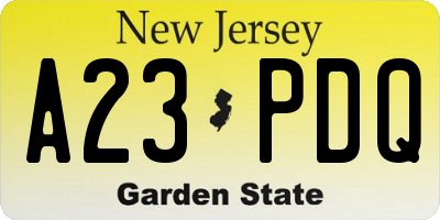 NJ license plate A23PDQ