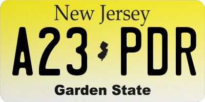 NJ license plate A23PDR