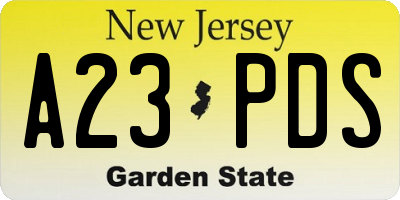 NJ license plate A23PDS
