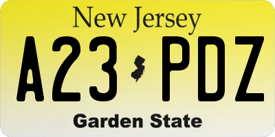NJ license plate A23PDZ