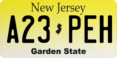 NJ license plate A23PEH