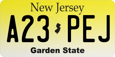 NJ license plate A23PEJ
