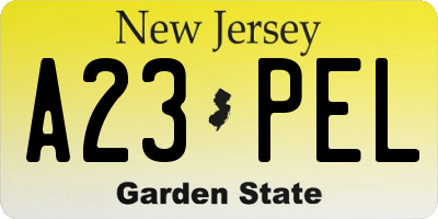 NJ license plate A23PEL