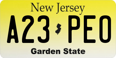 NJ license plate A23PEO