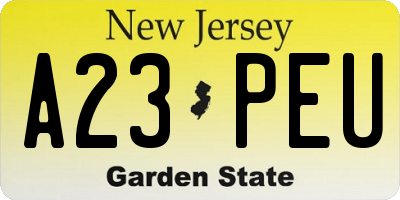 NJ license plate A23PEU