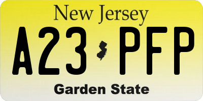 NJ license plate A23PFP