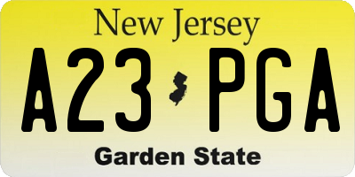 NJ license plate A23PGA