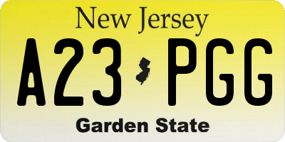 NJ license plate A23PGG