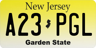 NJ license plate A23PGL