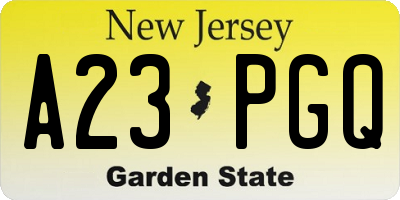 NJ license plate A23PGQ