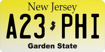 NJ license plate A23PHI