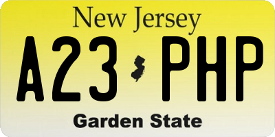 NJ license plate A23PHP