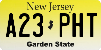 NJ license plate A23PHT