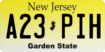 NJ license plate A23PIH