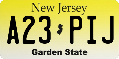NJ license plate A23PIJ