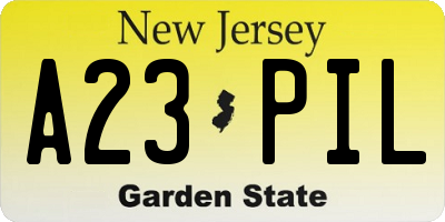 NJ license plate A23PIL