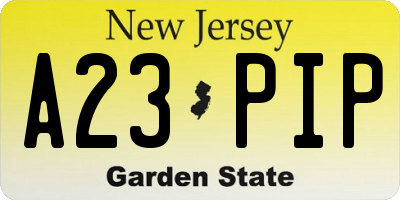 NJ license plate A23PIP