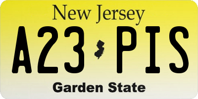 NJ license plate A23PIS