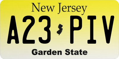 NJ license plate A23PIV