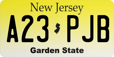 NJ license plate A23PJB