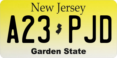 NJ license plate A23PJD