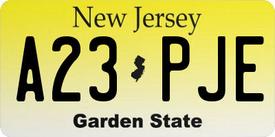 NJ license plate A23PJE