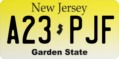 NJ license plate A23PJF