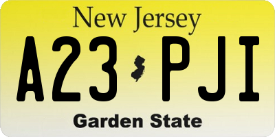 NJ license plate A23PJI