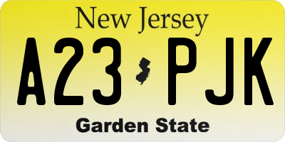 NJ license plate A23PJK
