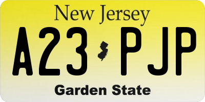 NJ license plate A23PJP