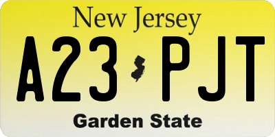 NJ license plate A23PJT