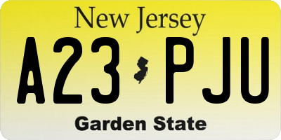 NJ license plate A23PJU