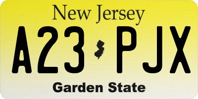 NJ license plate A23PJX