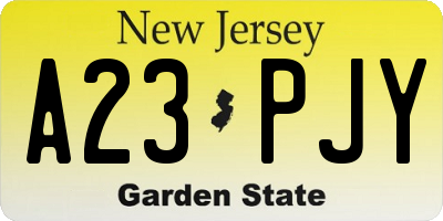 NJ license plate A23PJY