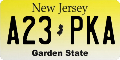 NJ license plate A23PKA