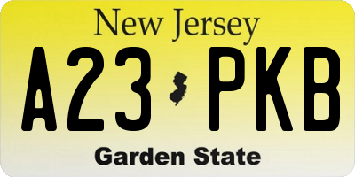 NJ license plate A23PKB