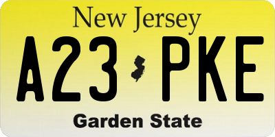 NJ license plate A23PKE