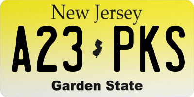 NJ license plate A23PKS