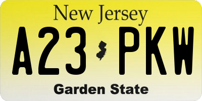 NJ license plate A23PKW