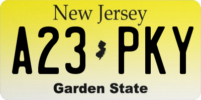 NJ license plate A23PKY