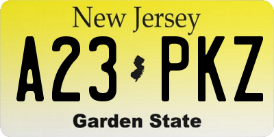 NJ license plate A23PKZ