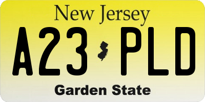 NJ license plate A23PLD