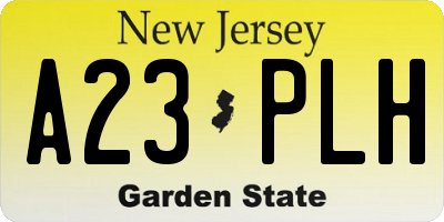 NJ license plate A23PLH