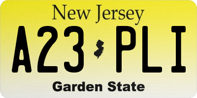 NJ license plate A23PLI