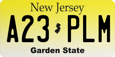 NJ license plate A23PLM