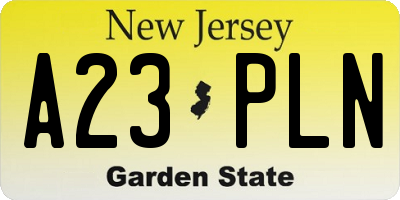 NJ license plate A23PLN