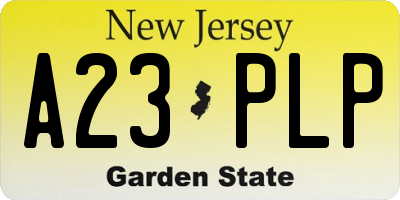 NJ license plate A23PLP